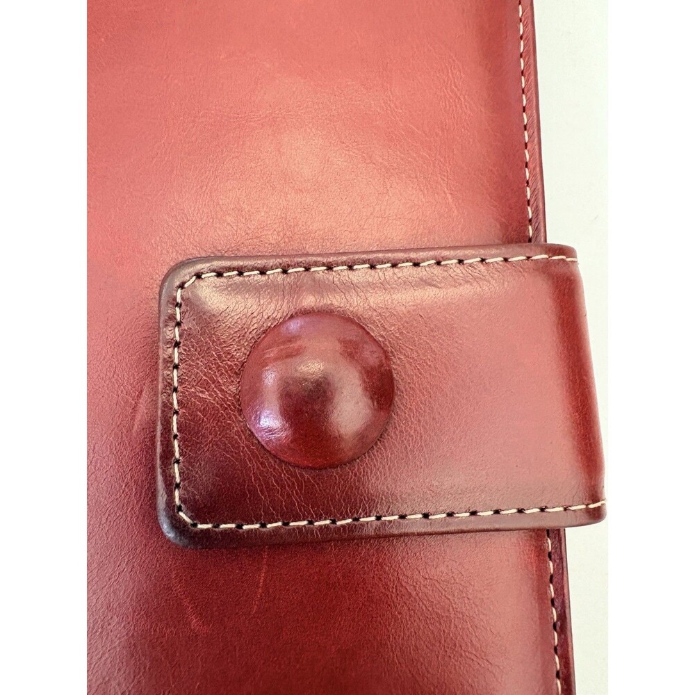Clarks Genuine Leather Long Wallet Organizer Red Checkbook Vintage 90's Y2K - Picture 2 of 12